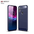 For MOTO E7 Brushed Texture Carbon Fiber TPU Case(Navy Blue) - 1