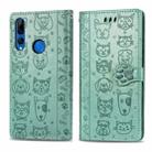 For Huawei P Smart Z / Y9 Prime2019 Cute Cat and Dog Embossed Horizontal Flip PU Leather Case with Holder / Card Slot / Wallet / Lanyard(Grass Green) - 1