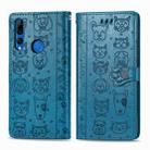 For Huawei P Smart Z / Y9 Prime2019 Cute Cat and Dog Embossed Horizontal Flip PU Leather Case with Holder / Card Slot / Wallet / Lanyard(Blue) - 1