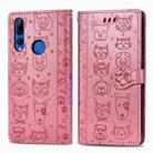 For Huawei P Smart Z / Y9 Prime2019 Cute Cat and Dog Embossed Horizontal Flip PU Leather Case with Holder / Card Slot / Wallet / Lanyard(Pink) - 1