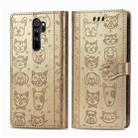For Xiaomi Redmi Note 8 Pro Cute Cat and Dog Embossed Horizontal Flip PU Leather Case with Holder / Card Slot / Wallet / Lanyard(Gold) - 1