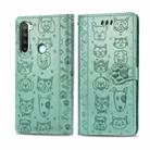 For Xiaomi Redmi Note 8 Cute Cat and Dog Embossed Horizontal Flip PU Leather Case with Holder / Card Slot / Wallet / Lanyard(Grass Green) - 1