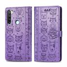 For Xiaomi Redmi Note 8 Cute Cat and Dog Embossed Horizontal Flip PU Leather Case with Holder / Card Slot / Wallet / Lanyard(Light Purple) - 1