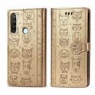 For Xiaomi Redmi Note 8 Cute Cat and Dog Embossed Horizontal Flip PU Leather Case with Holder / Card Slot / Wallet / Lanyard(Gold) - 1