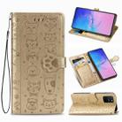 For Galaxy S10 Lite/A91 Cute Cat and Dog Embossed Horizontal Flip Leather Case with Bracket / Card Slot / Wallet / Lanyard(Gold) - 1
