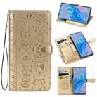 For Galaxy Note 10 Cute Cat and Dog Embossed Horizontal Flip Leather Case with Bracket / Card Slot / Wallet / Lanyard(Gold) - 1
