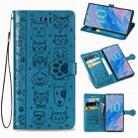 For Galaxy Note 10 Cute Cat and Dog Embossed Horizontal Flip Leather Case with Bracket / Card Slot / Wallet / Lanyard(Blue) - 1