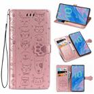 For Galaxy Note 10 Cute Cat and Dog Embossed Horizontal Flip Leather Case with Bracket / Card Slot / Wallet / Lanyard(Rose Gold) - 1