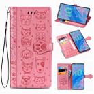 For  Galaxy Note 10 Pro Cute Cat and Dog Embossed Horizontal Flip Leather Case with Bracket / Card Slot / Wallet / Lanyard(Pink) - 1