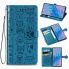 For  Galaxy Note 10 Pro Cute Cat and Dog Embossed Horizontal Flip Leather Case with Bracket / Card Slot / Wallet / Lanyard(Blue) - 1