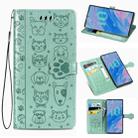 For  Galaxy Note 10 Pro Cute Cat and Dog Embossed Horizontal Flip Leather Case with Bracket / Card Slot / Wallet / Lanyard(Green) - 1