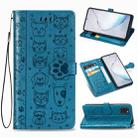 For Galaxy Note 10 Lite/A81  Cute Cat and Dog Embossed Horizontal Flip Leather Case with Bracket / Card Slot / Wallet / Lanyard(Blue) - 1