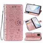 For Galaxy Note 10 Lite/A81  Cute Cat and Dog Embossed Horizontal Flip Leather Case with Bracket / Card Slot / Wallet / Lanyard(Rose Gold) - 1