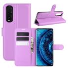 For OPPO Find X2 Litchi Texture Horizontal Flip PU Leather Protective Case with Holder & Card Slots & Wallet(Purple) - 1