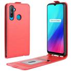 For OPPO Realme C3 (3 Cameras) / Realme 5 R64 Texture Single Vertical Flip PU Leather Protective Case with Card Slot & Photo Frame(Red) - 1