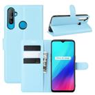 For OPPO Realme C3 (3 Cameras) Litchi Texture Horizontal Flip Protective Case with Holder & Card Slots & Wallet(Blue) - 1