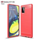 For Galaxy A71 5G Brushed Texture Carbon Fiber TPU Case(Red) - 1