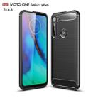 For Moto One Fusion Plus Brushed Texture Carbon Fiber TPU Case(Black) - 1