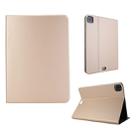 For iPad Pro 11 inch (2020) Voltage Plain Weave Stretch Leather + TPU Bracket Protective Holster With Sleep Function(Gold) - 1