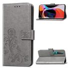 For Xiaomi 10 Pro Four-leaf Clasp Embossed Buckle Mobile Phone Protection Leather Case with Lanyard & Card Slot & Wallet & Bracket Function(Gray) - 1