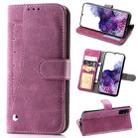 For Galaxy S20 Plus Rotary Card Matte PU Leather Case with Card Slots & Photo Frame & Holder(Magenta) - 1
