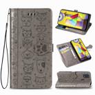 For Galaxy M31 Cute Cat and Dog Embossed Horizontal Flip Leather Case with Bracket / Card Slot / Wallet / Lanyard(Gray) - 1