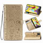 For Galaxy M31 Cute Cat and Dog Embossed Horizontal Flip Leather Case with Bracket / Card Slot / Wallet / Lanyard(Gold) - 1