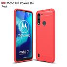 For Motorola Moto G8 Power Lite Brushed Texture Carbon Fiber TPU Case(Red) - 1