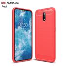 For Nokia 2.3 Brushed Texture Carbon Fiber TPU Case(Red) - 1