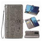 For Huawei P40 Cute Cat and Dog Embossed Horizontal Flip Leather Case with Bracket / Card Slot / Wallet / Lanyard(Gray) - 1