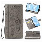 For Huawei P30 Pro Cute Cat and Dog Embossed Horizontal Flip Leather Case with Bracket / Card Slot / Wallet / Lanyard(Gray) - 1
