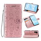 For Huawei P30 Pro Cute Cat and Dog Embossed Horizontal Flip Leather Case with Bracket / Card Slot / Wallet / Lanyard(Rose Gold) - 1