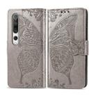 For Xiaomi 10 Butterfly Love Flower Embossed Horizontal Flip Leather Case with Bracket / Card Slot / Wallet / Lanyard(Gray) - 1