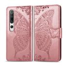For Xiaomi 10 Butterfly Love Flower Embossed Horizontal Flip Leather Case with Bracket / Card Slot / Wallet / Lanyard(Rose Gold) - 1