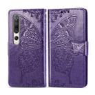 For Xiaomi 10 Butterfly Love Flower Embossed Horizontal Flip Leather Case with Bracket / Card Slot / Wallet / Lanyard(Dark Purple) - 1