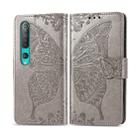 For Xiaomi 10 Pro Butterfly Love Flower Embossed Horizontal Flip Leather Case with Bracket / Card Slot / Wallet / Lanyard(Gray) - 1