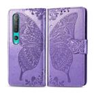 For Xiaomi 10 Pro Butterfly Love Flower Embossed Horizontal Flip Leather Case with Bracket / Card Slot / Wallet / Lanyard(Light Purple) - 1