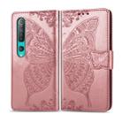 For Xiaomi 10 Pro Butterfly Love Flower Embossed Horizontal Flip Leather Case with Bracket / Card Slot / Wallet / Lanyard(Rose Gold) - 1