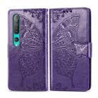 For Xiaomi 10 Pro Butterfly Love Flower Embossed Horizontal Flip Leather Case with Bracket / Card Slot / Wallet / Lanyard(Dark Purple) - 1