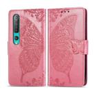 For Xiaomi 10 Pro Butterfly Love Flower Embossed Horizontal Flip Leather Case with Bracket / Card Slot / Wallet / Lanyard(Pink) - 1