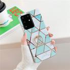 For Galaxy S20 Ultra Plating Colorful Geometric Pattern Mosaic Marble TPU Mobile Phone Case Rhinestone Stand Ring(Green PR2) - 1