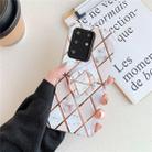 For Galaxy A51 Plating Colorful Geometric Pattern Mosaic Marble TPU Mobile Phone Case with Folding Bracket(White PF3) - 1