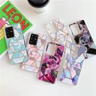 For Galaxy A51 Plating Colorful Geometric Pattern Mosaic Marble TPU Mobile Phone Case with Folding Bracket(Black PF6) - 7