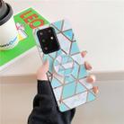 For Galaxy S20 Plating Colorful Geometric Pattern Mosaic Marble TPU Mobile Phone Case with Folding Bracket(Green PF2) - 1