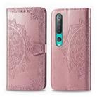 For Xiaomi Mi 10 Pro 5G Halfway Mandala Embossing Pattern Horizontal Flip Leather Case , with Holder & Card Slots & Wallet & Photo Frame & Lanyard(Rose Gold) - 1