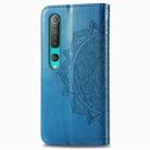 For Xiaomi Mi 10 Pro 5G Halfway Mandala Embossing Pattern Horizontal Flip Leather Case , with Holder & Card Slots & Wallet & Photo Frame & Lanyard(Blue) - 3