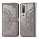 For Xiaomi Mi 10 5G Halfway Mandala Embossing Pattern Horizontal Flip Leather Case , with Holder & Card Slots & Wallet & Photo Frame & Lanyard(Gray) - 1