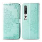 For Xiaomi Mi 10 5G Halfway Mandala Embossing Pattern Horizontal Flip Leather Case , with Holder & Card Slots & Wallet & Photo Frame & Lanyard(Green) - 1