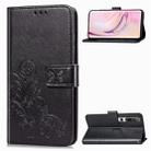 For Xiaomi Mi 10 Lucky Clover Pressed Flowers Pattern Leather Case with Holder & Card Slots & Wallet & Hand Strap(Black) - 1