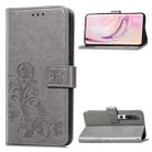 For Xiaomi Mi 10 Lucky Clover Pressed Flowers Pattern Leather Case with Holder & Card Slots & Wallet & Hand Strap(Gray) - 1